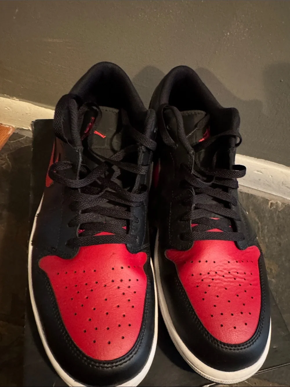 Nike Air Jordan 1 lightly worn Men’s Low-Top Sneakers - Black and Red